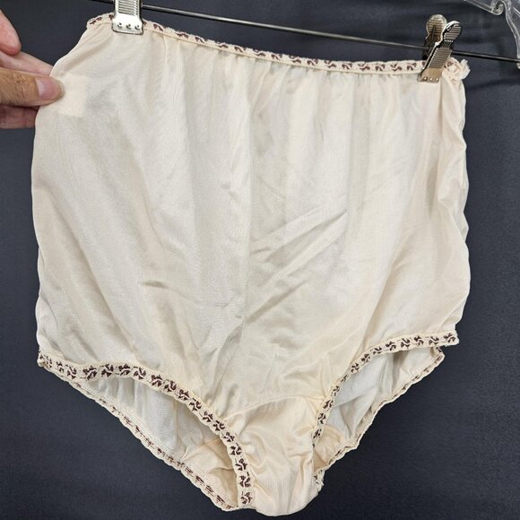 Vint Shifra Bottoms Womens 7 High Waist Nylon Floral Trim Lingerie 70s Granny - Picture 2 of 9